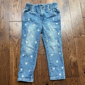babyGap Paperbag Mom Jeans 3T Heart Embroidery Girls Denim